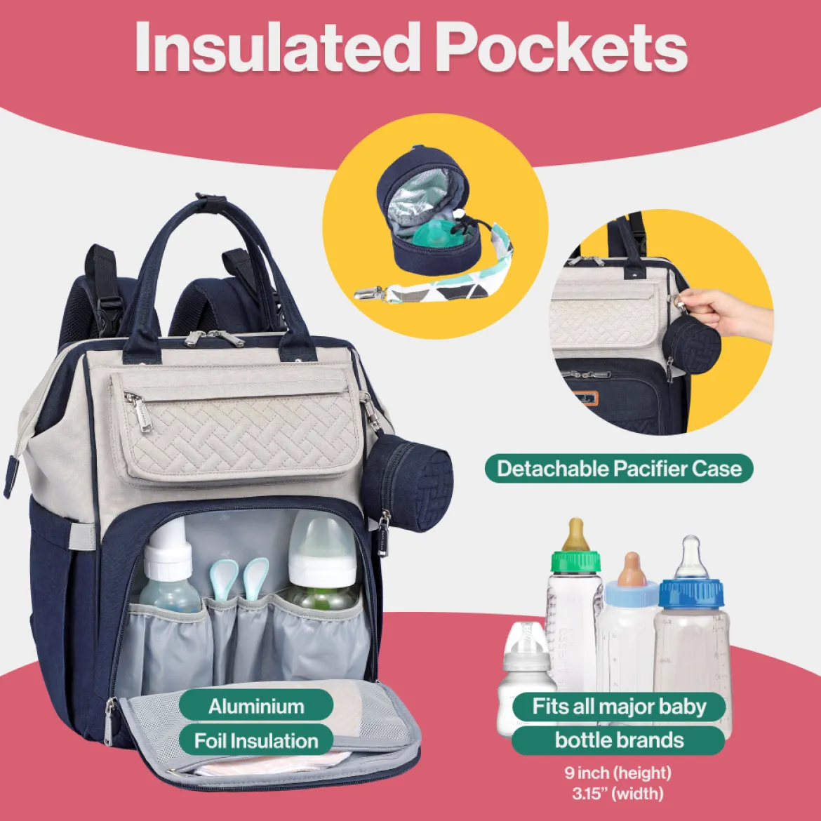WideTop Diaper Bag Backpack