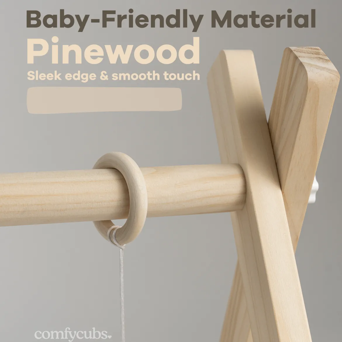 Wooden Baby Play Gym with 5 Sensory Hanging Toys