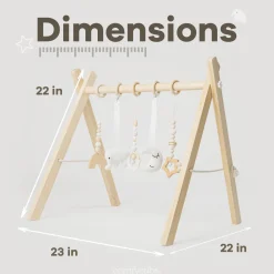 Wooden Baby Play Gym with 5 Sensory Hanging Toys